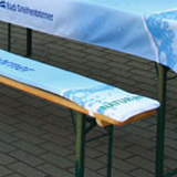 Print beer bench pads . Beer table covers and beer bench covers from Vispronet