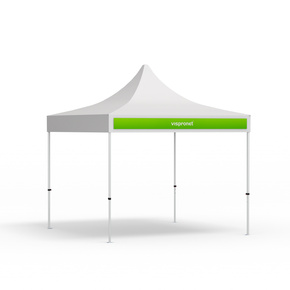 Interchangeable banner for pop-up tents