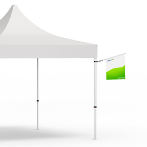 Kiosk flags for tent poles