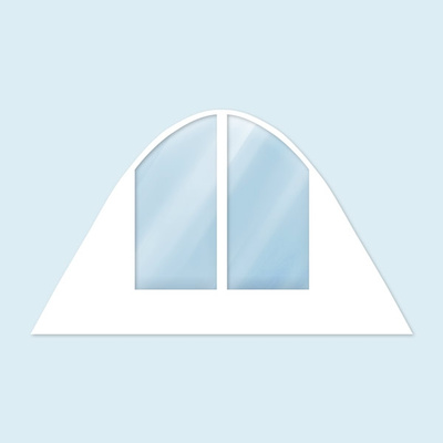 Wall star tent with arched windows, wide, white
