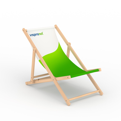 Eco wooden deck chair - full-surface print, without armrests