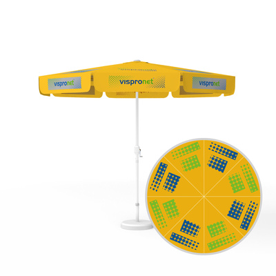 Parasol with logo print - round, with crank