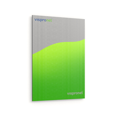 Poster on aluminum panel in portrait format, silver