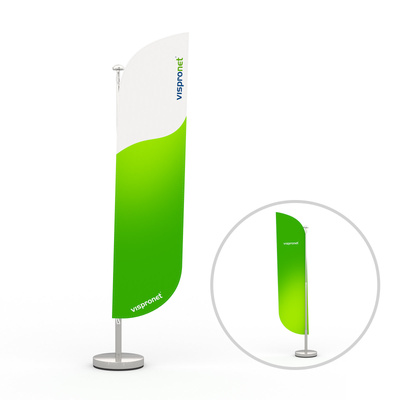 Table banner with convex lower edge