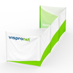 Mobile wind and privacy screen, width 500 cm with U-shaped adjustable configuration