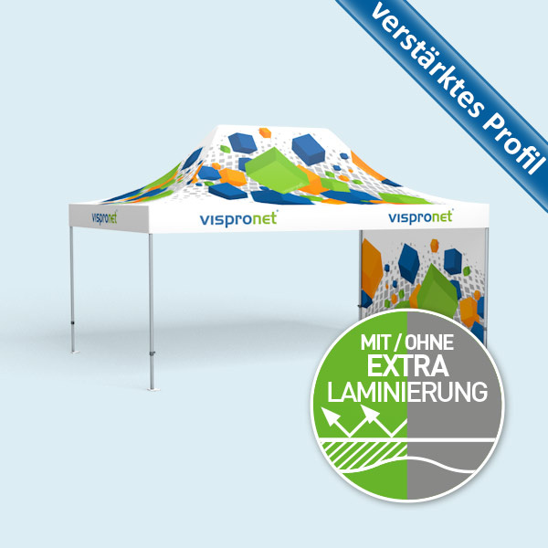 Premium Folding Tent 4 x 6 m with One Wall, with Print (Design on Inside)