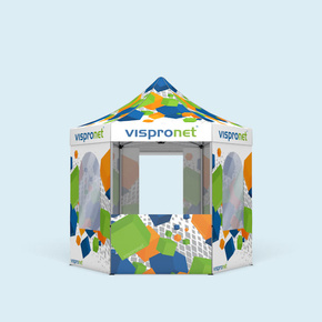 Pop up tent Select Hexagon 3 m, 6 walls with print