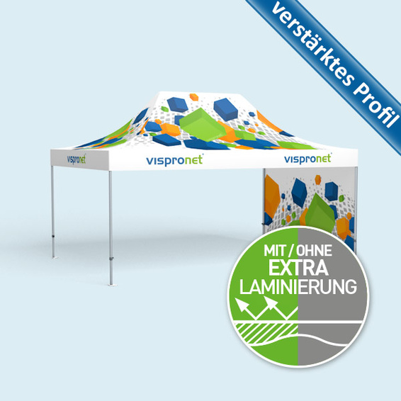 Premium Pop-up Tent 3 x 4.5 m with One Wall, Printed (Design on Inside)