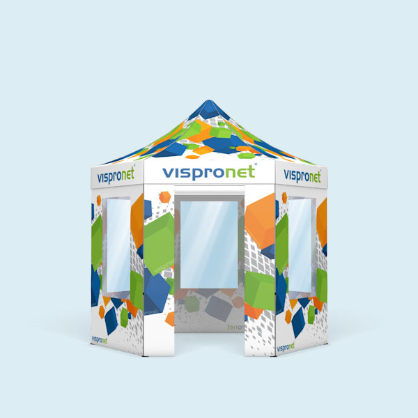 Select Hexagon Folding Tent with Custom-Printed Canopy and Tent Walls