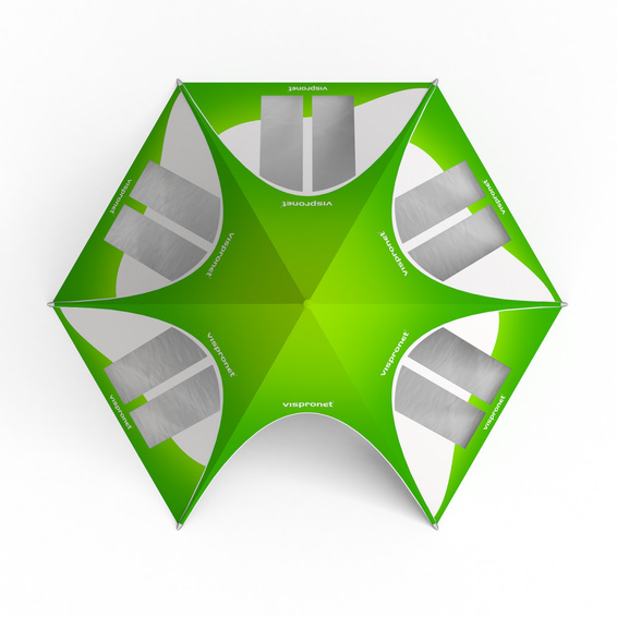 Sternzelt mit 5 Wänden: 5 Wände mit Bogenfenstern, schmal - Ansicht von oben