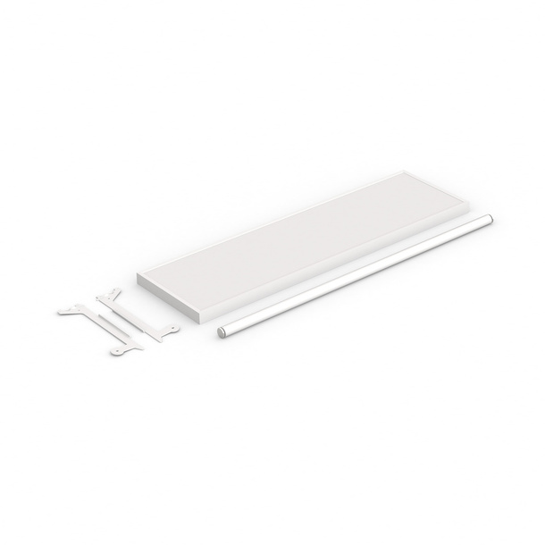 Scope of delivery: brochure holder with clothes rail 85 cm / slot profile