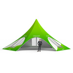 5-sided star tent: 5 walls with arched windows, narrow