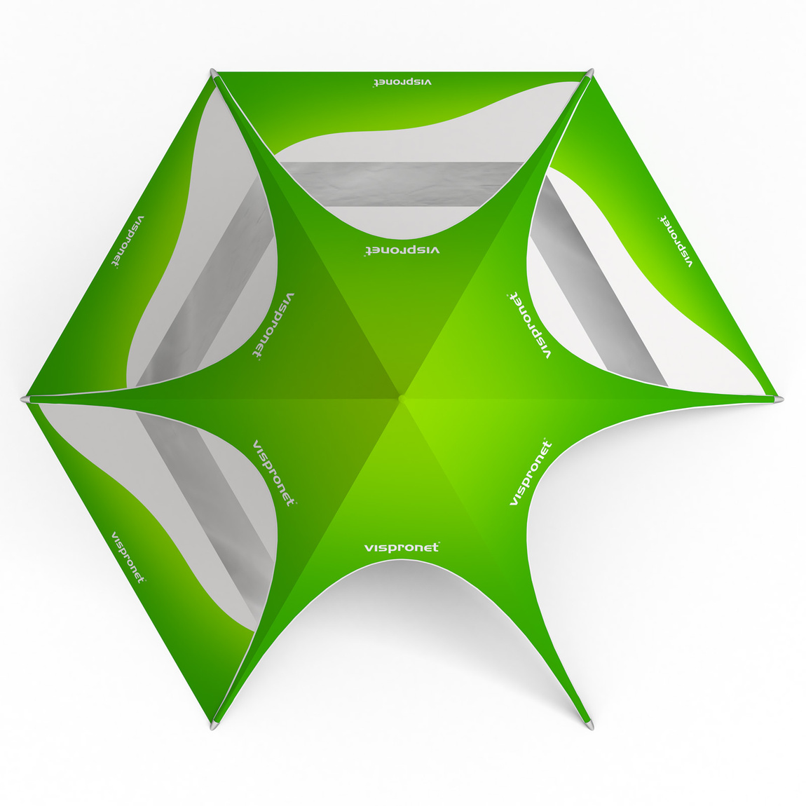 Sternzelt mit 4 Wänden: 4 Wände mit Panoramafenstern - Ansicht von oben