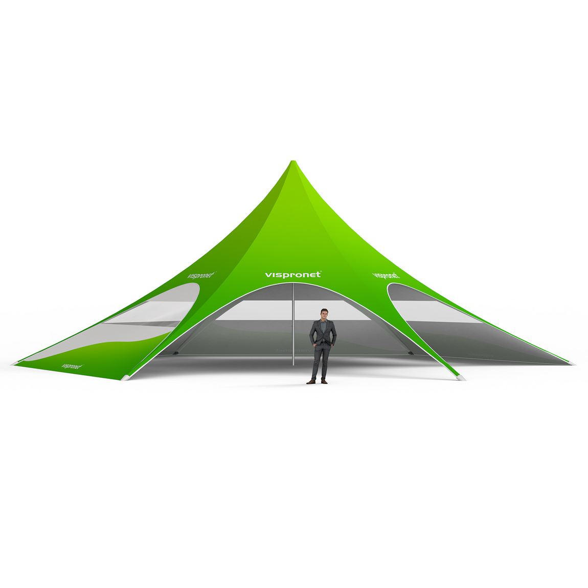 Sternzelt mit 4 Wänden: 4 Wände mit Panoramafenstern 