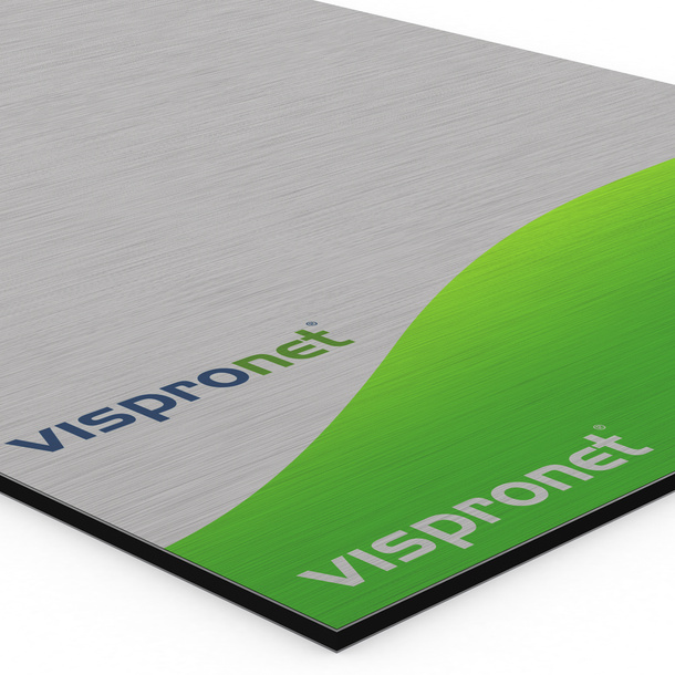 Advertising signs made of aluminum composite panels, silver, corner detail