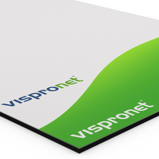 Poster made of aluminum composite panels, corner detail
