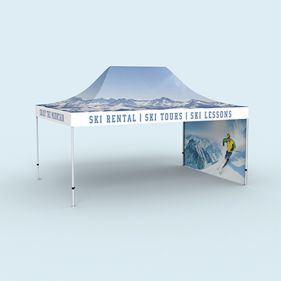 Premium Pop-up Tent: fully printable in digital printing across the entire surface