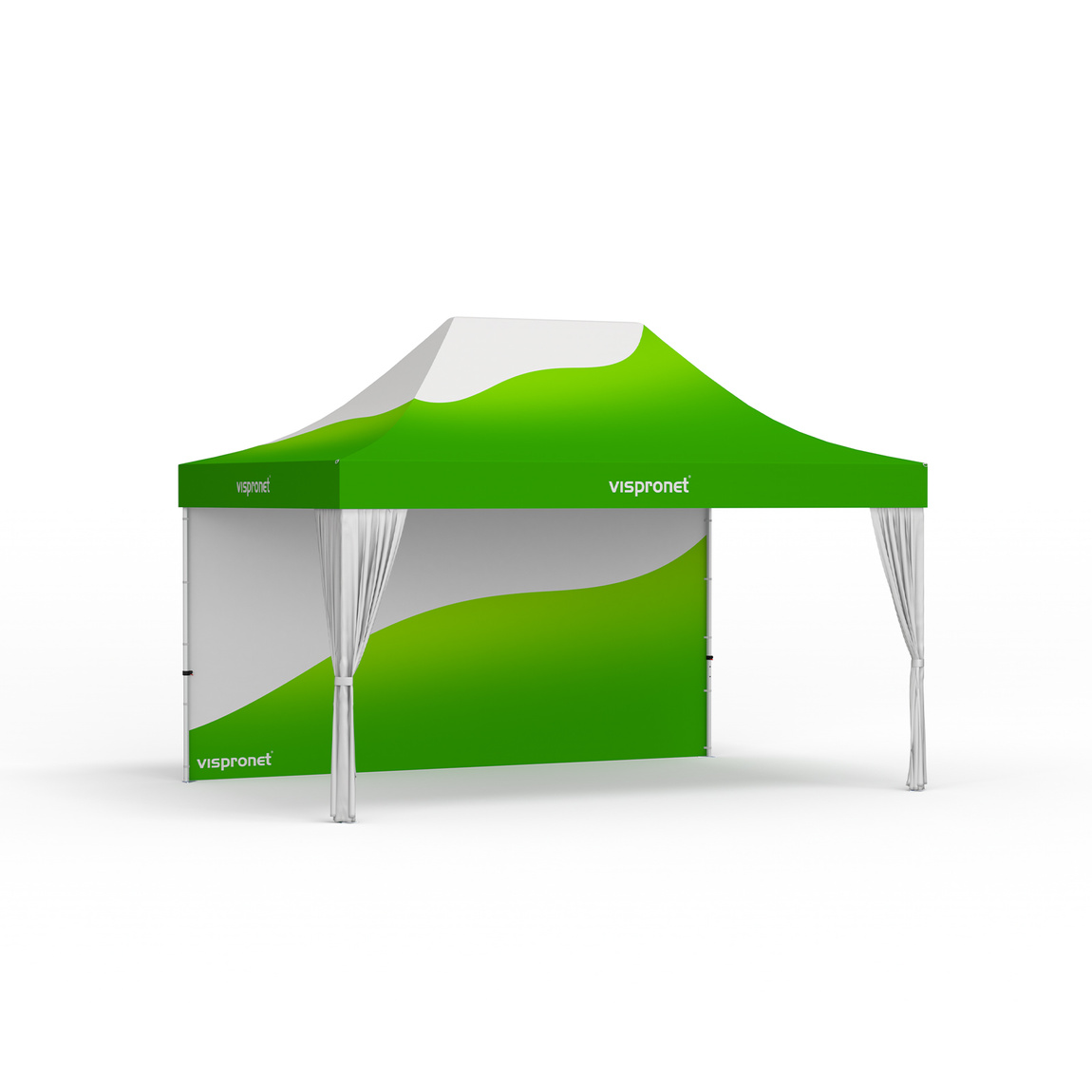 Pop-up Tent Select 3 x 3 m with 1 Wall and 2 White Decorative Scarves