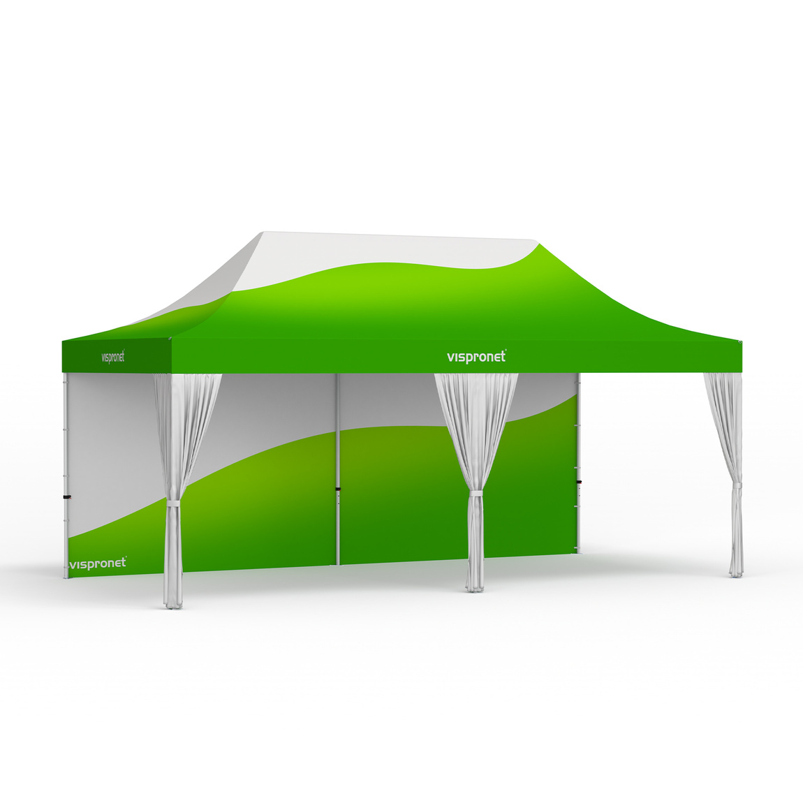 Folding Tent Select 3 x 6 m with 1 Wall and 3 White Decorative Scarves