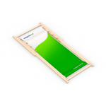 Deck chair without armrests, folded, with the cover pre-installed