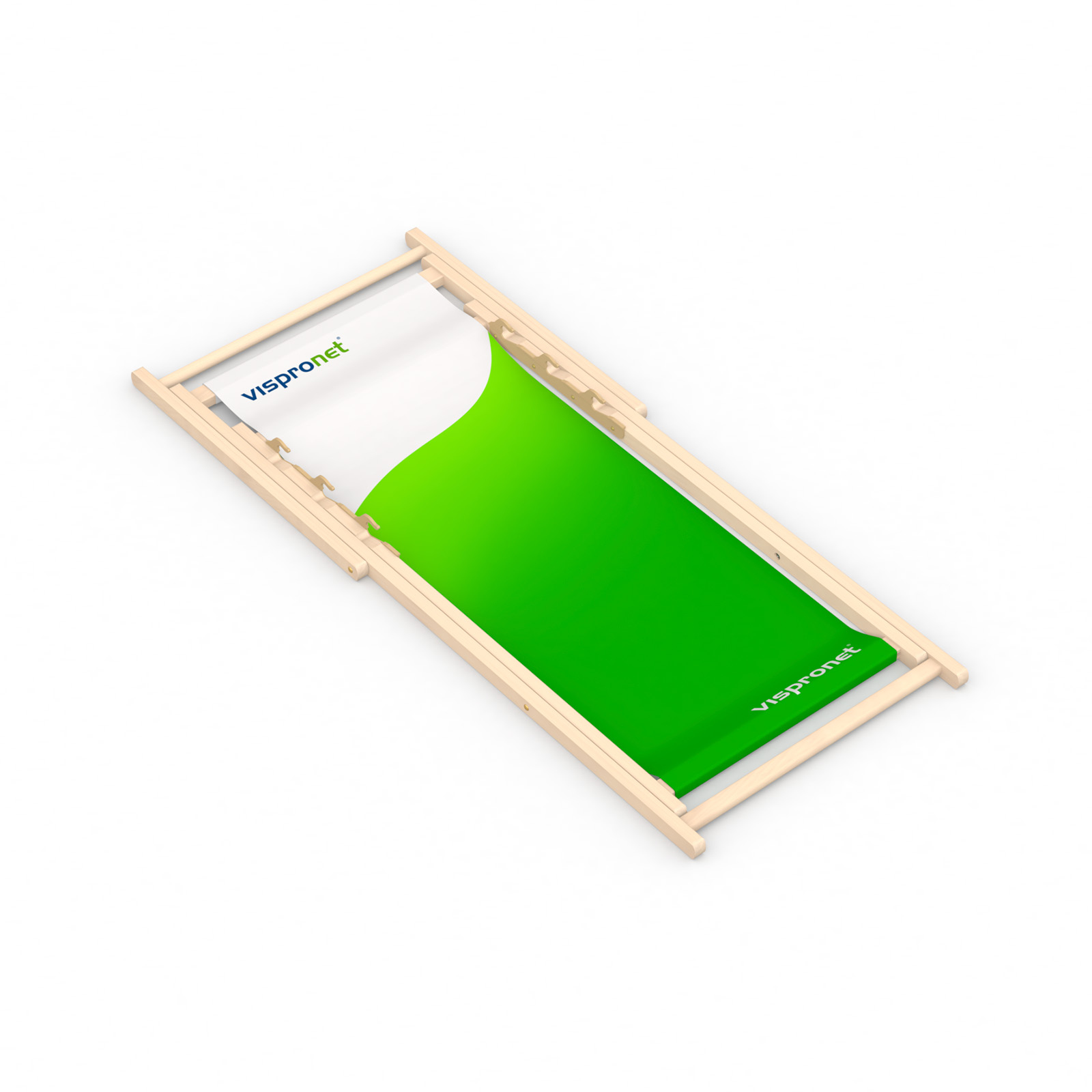 Deck chair without armrests, folded, with the cover pre-installed