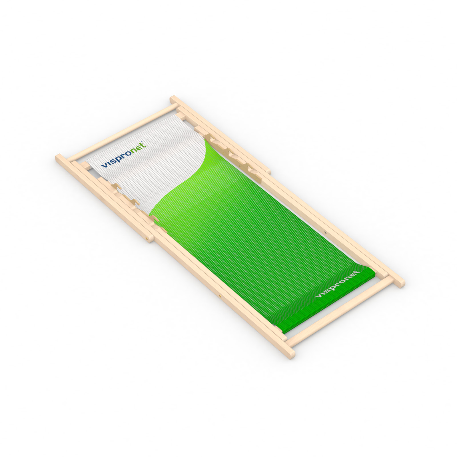 Deck chair without armrests, folded, with the cover pre-assembled