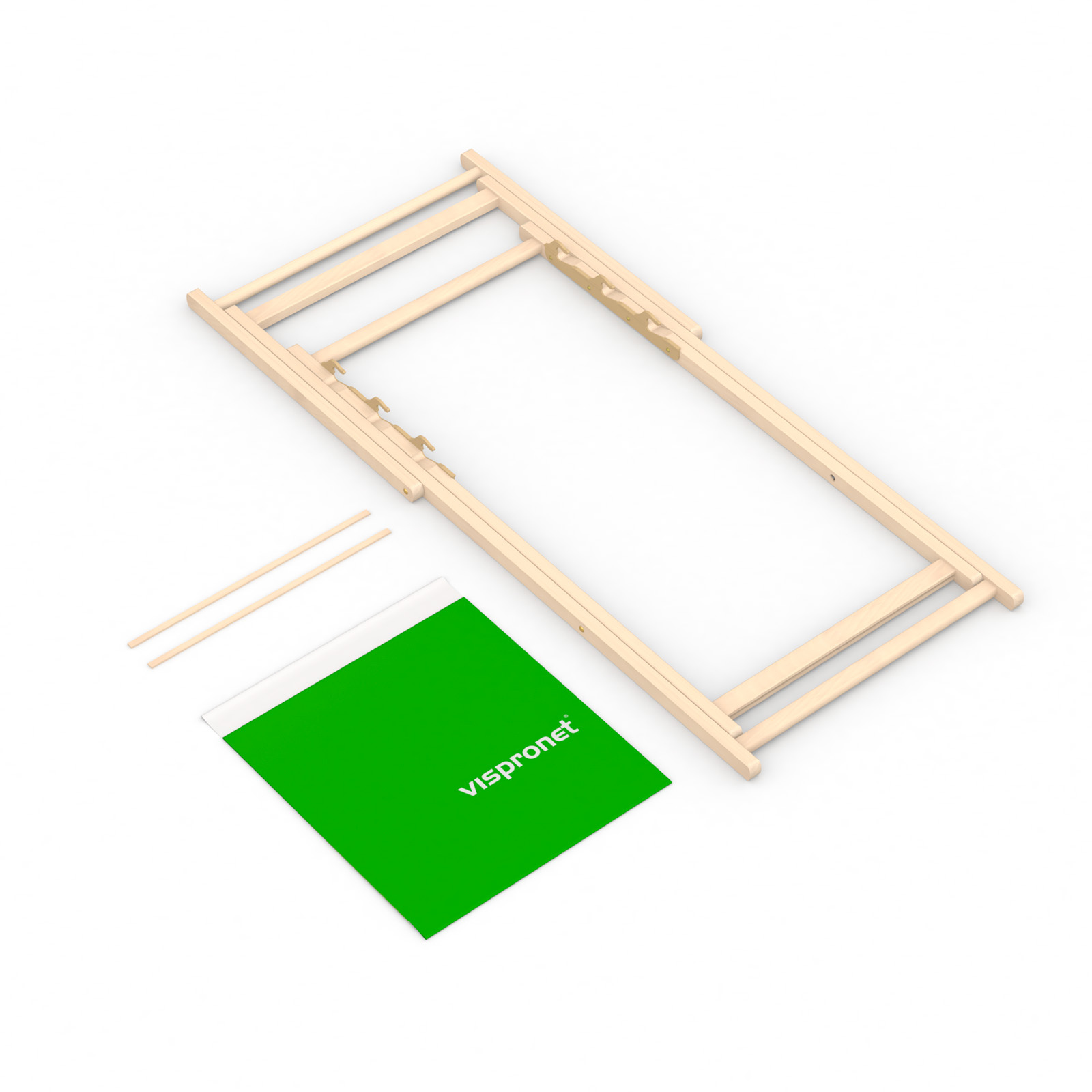 Deck chair without armrests, folded, with the cover included