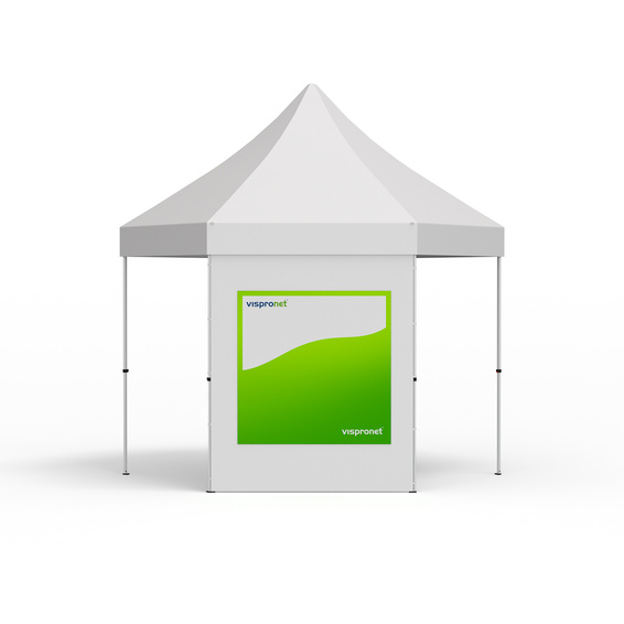 Interchangeable banners, square, for tent walls, with print