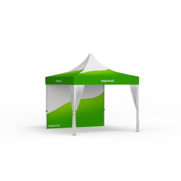 Pop-up Tent Select 3 x 3 m with 1 Wall and 2 White Decorative Scarves