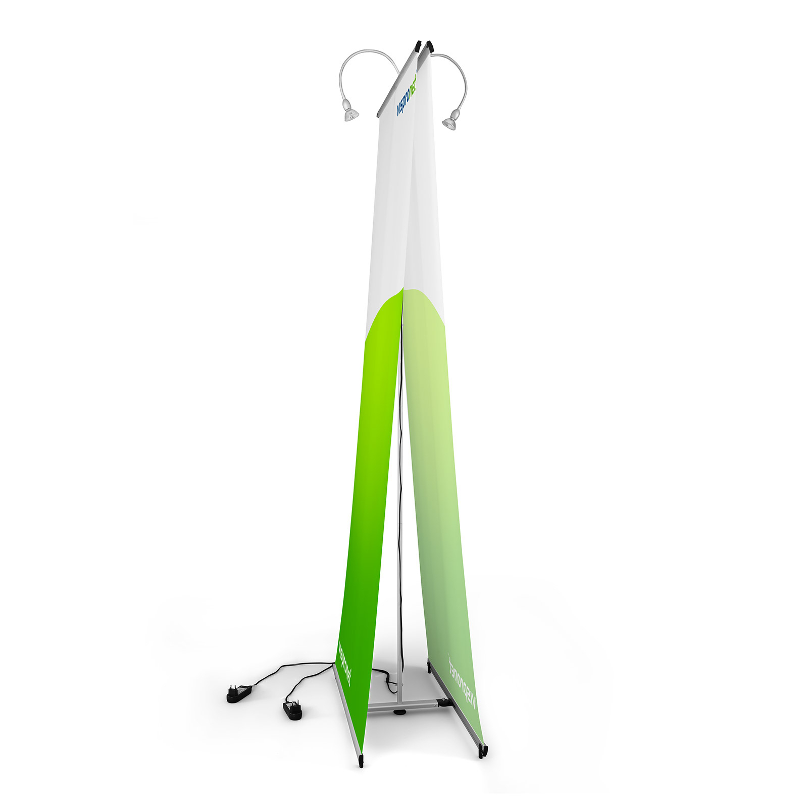 Easy Display Stand, double-sided - side view with lighting