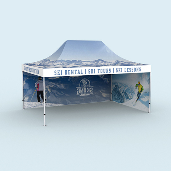 Premium Pop-up Tent: fully printable in digital printing across the entire surface