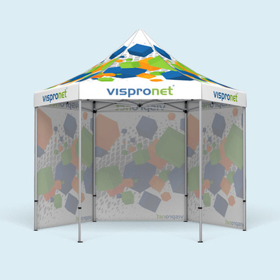 Pop up tent Select Hexagon 4 m, 3 walls with print
