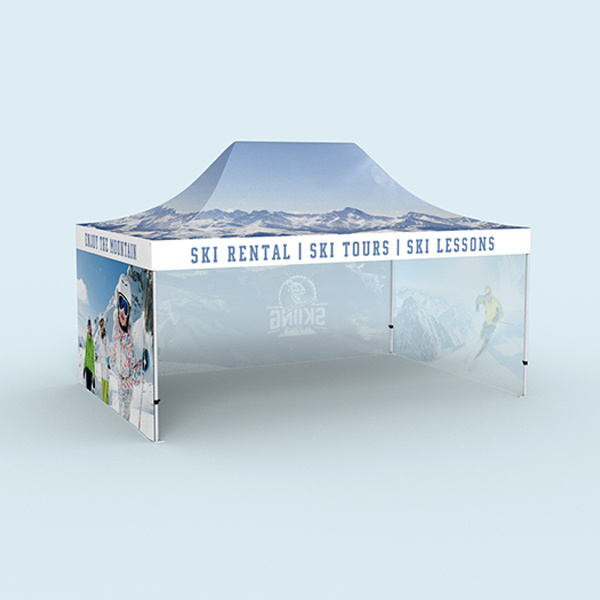 Premium Pop-up Tent: fully printable in digital printing across the entire surface