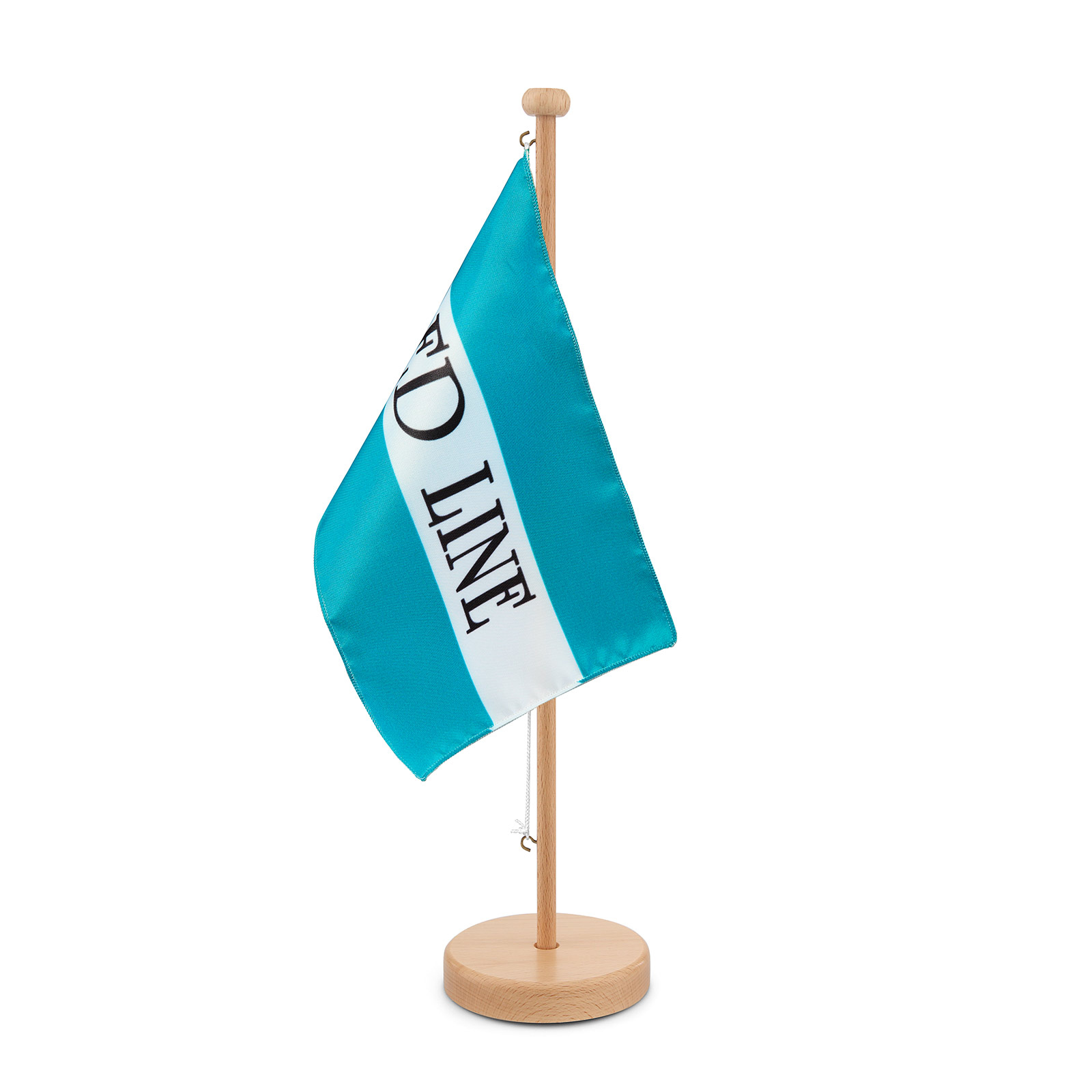 Table flag with wooden stand