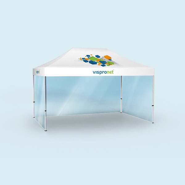 Pop-up Tent Select 3 x 4.5 m with 3 Solid Walls, Transparent