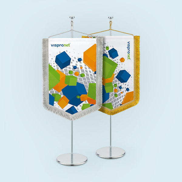 Table banner with silver or gold fringes - size 15 x 25 cm