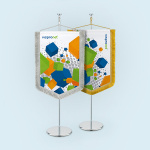 Table banner with silver or gold fringes - size 15 x 25 cm