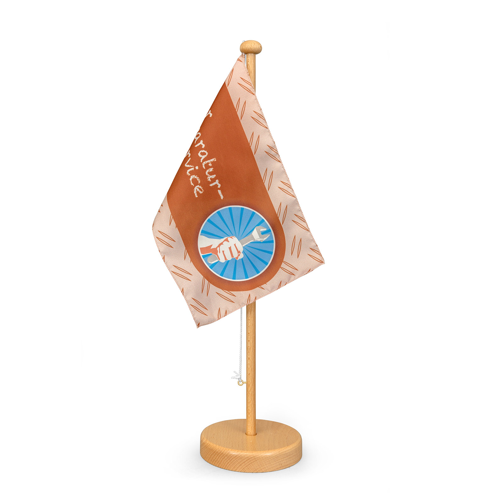 Table flag with wooden stand