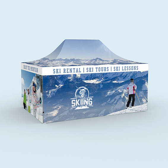 Premium Pop-up Tent: fully printable in digital print across the entire surface