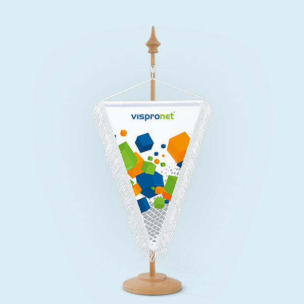 Pennant with white loop fringes, size 17 x 25 cm