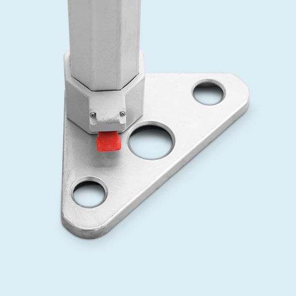 Stable, robust tent feet made of steel