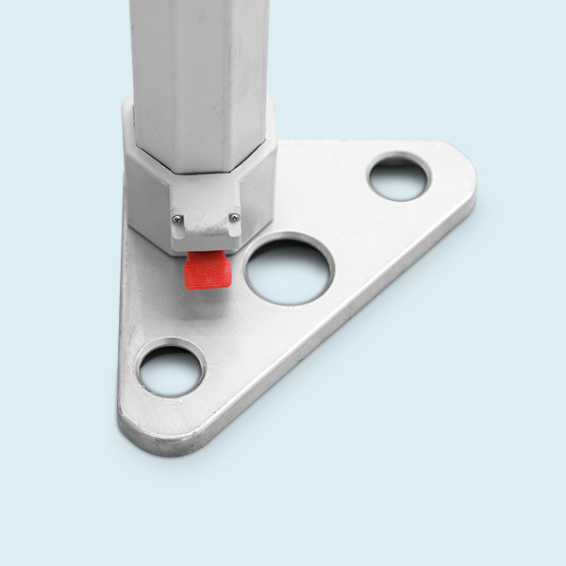 Stable, robust tent feet made of steel