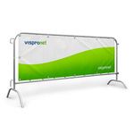 Barrier fence with advertising banner
