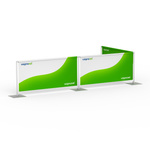 Barrier system with 3 panels, L-shaped configuration