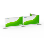 Barrier system with 3 panels, L-shaped configuration