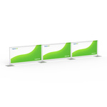 Barrier system with 3 panels, straight configuration