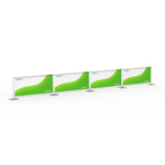 Barrier system with 4 panels, straight configuration