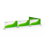 Barrier system with 5 panels, L-shaped configuration