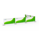 Barrier system with 5 panels, L-shaped configuration