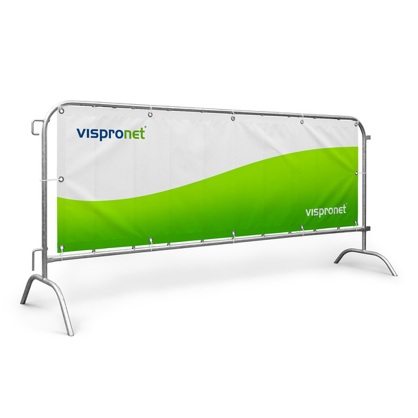 Barrier fence with advertising banner